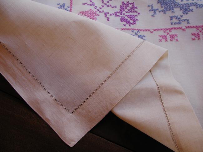 Stunning linen tablecloth with embroidered salamanders