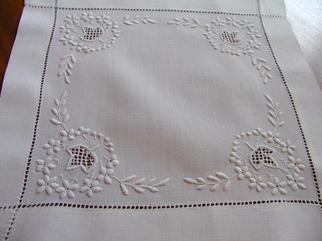 Wonderful doily with white and open works, circa 1900