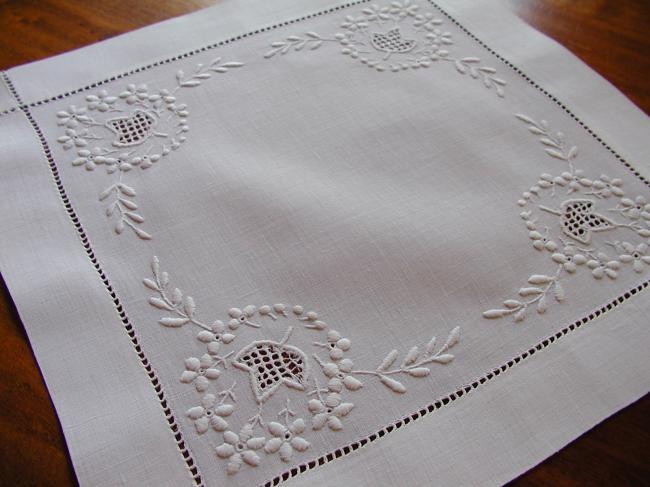 Wonderful doily with white and open works, circa 1900