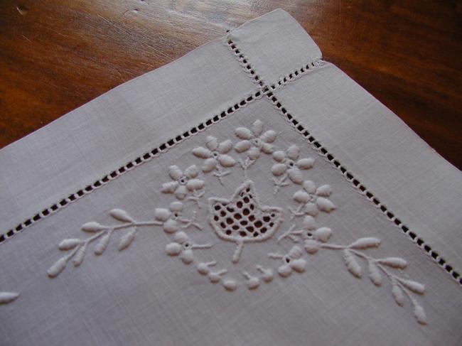 Wonderful doily with white and open works, circa 1900