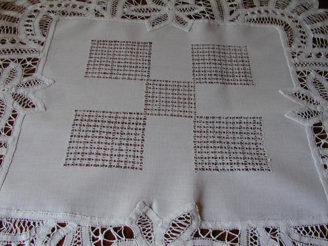 Very attractive Battenburg lace tablecloth with drawn thread works