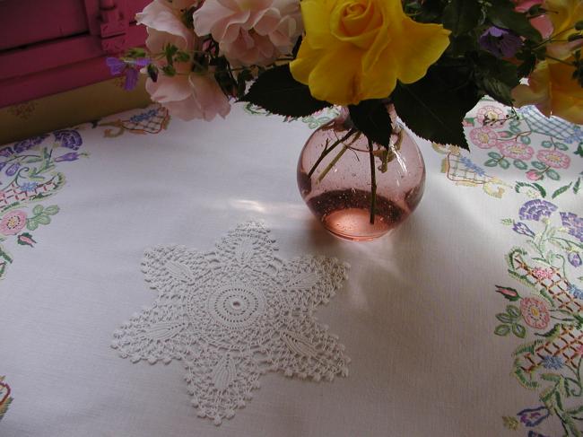 Lovely star shape doily in Irish crochet lace