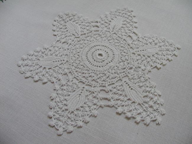 Lovely star shape doily in Irish crochet lace