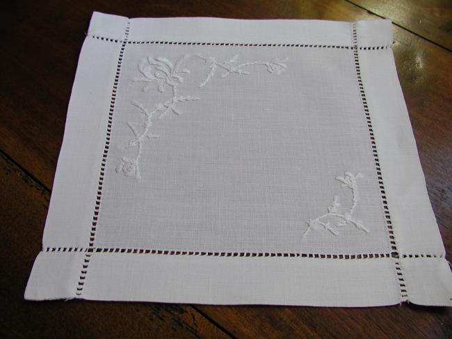 So charming embroidered honeysuckle squared doily