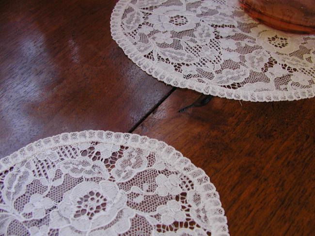 Lovely set of 3 doilies in Alencon lace with handmade edging