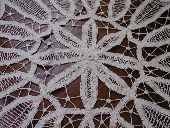 Lovely small tablecloth made in Battenburg tape lace