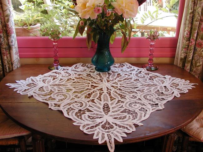 Lovely small tablecloth made in Battenburg tape lace