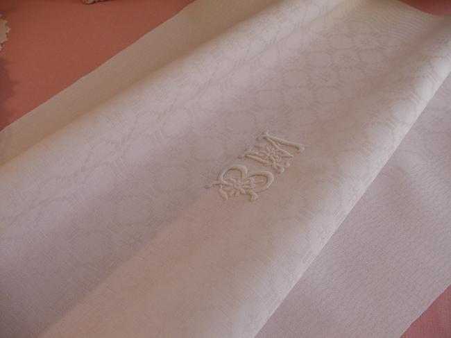 5 superbes serviettes en damassé avec riche monogramme BM