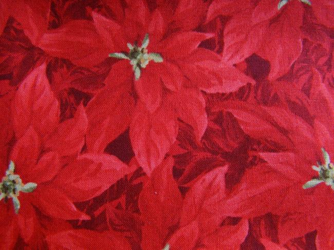 Coupon de coton à fond rouge décoré de Poinsetta