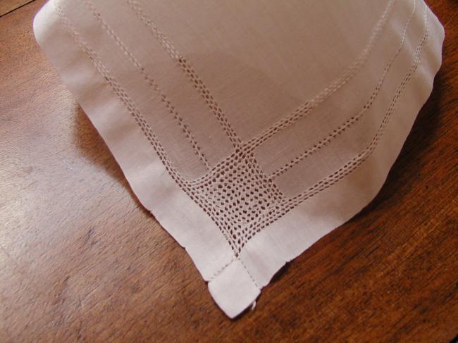 Lovely drawn thread works handkerchief in cambric of linen 1900