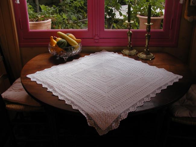 Wonderful  handmade crochet lace pillow or cushion case 1940