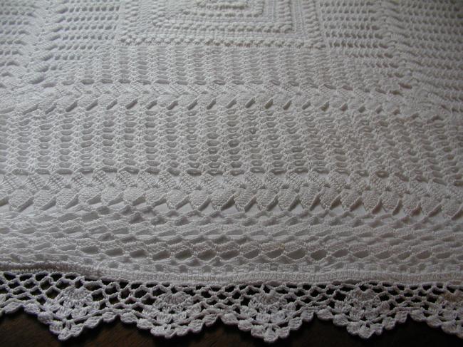 Wonderful  handmade crochet lace pillow or cushion case 1940