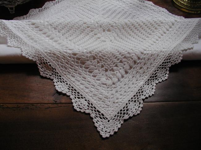 Wonderful  handmade crochet lace pillow or cushion case 1940