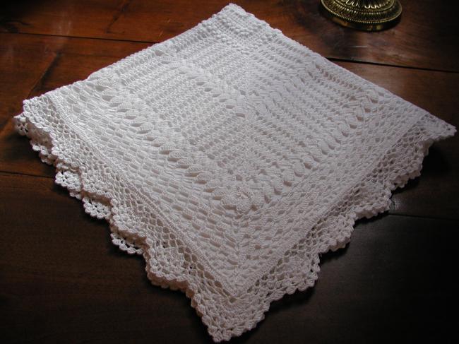 Wonderful  handmade crochet lace pillow or cushion case 1940
