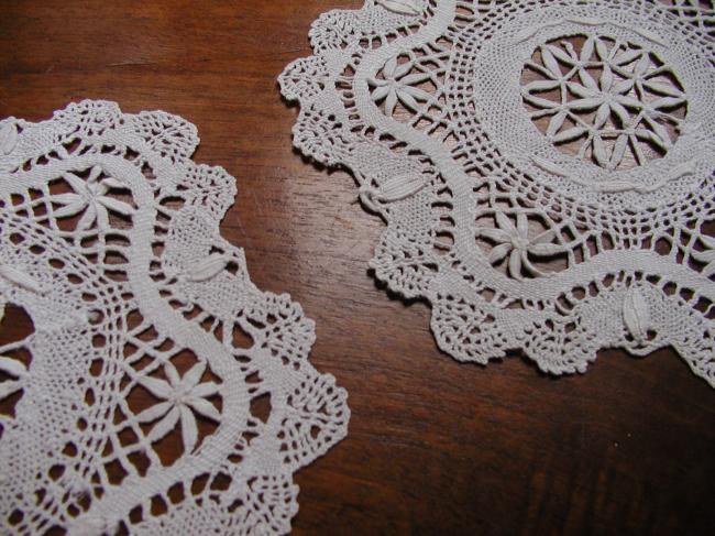 Lovely pair of doilies in bobbin Cluny lace