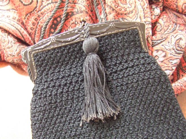 Gorgeous black silk purse 1900