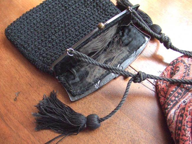 Gorgeous black silk purse 1900