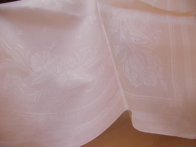 Superb 9 serviettes in damask linen with handmade monogramm RC 1930.