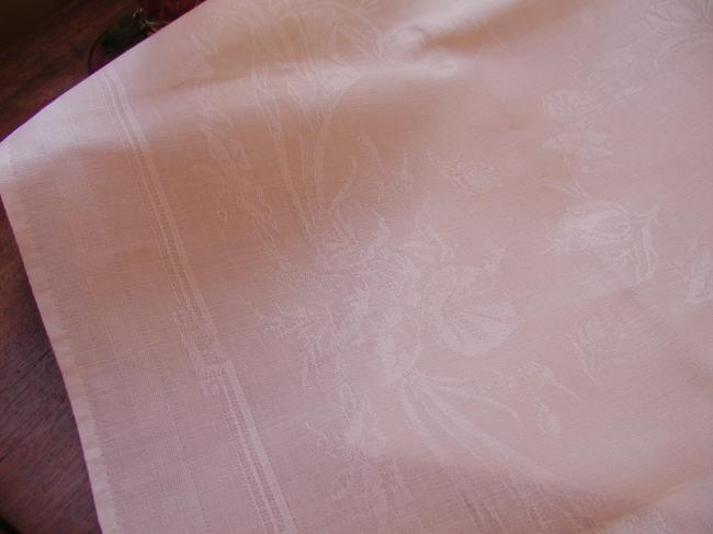 Superb 9 serviettes in damask linen with handmade monogramm RC 1930.