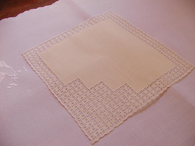 Lovely handkerchief in drawn thread works