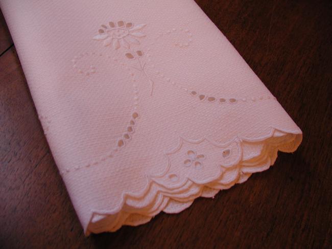 So sweet hand towel with hand made embroidered floral pattern