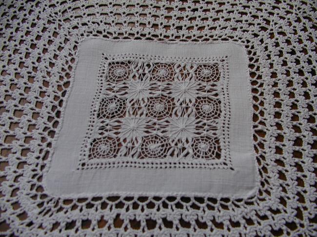 So lovely doily with elaborated drawn thread works and fine crochet lace 1900