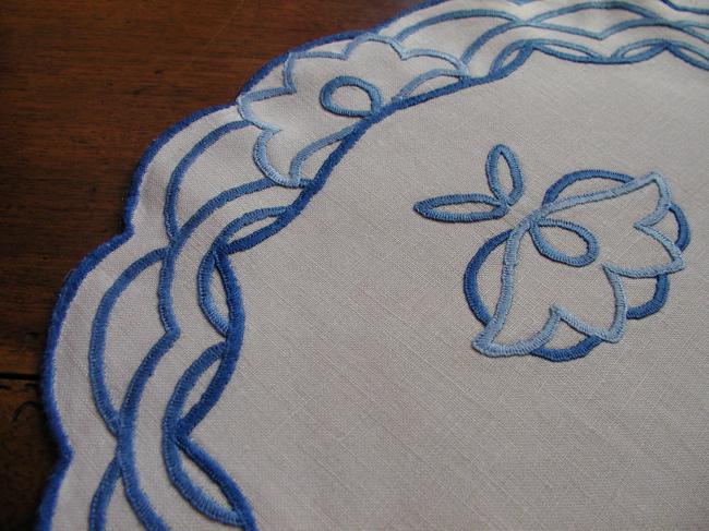 Lovely blue hand-embroidered tea-cosy