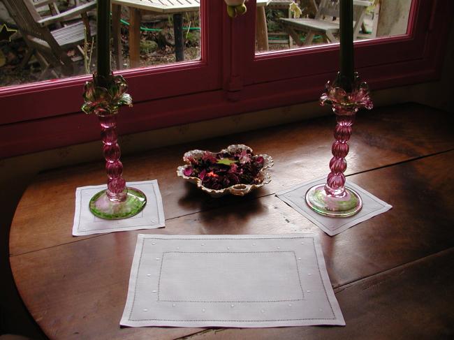 Lovely set of 3 doilies with polka dots and drawn thread works