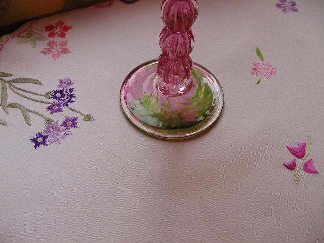 Fabulous tablecloth with rich hand embroidered summer flowers