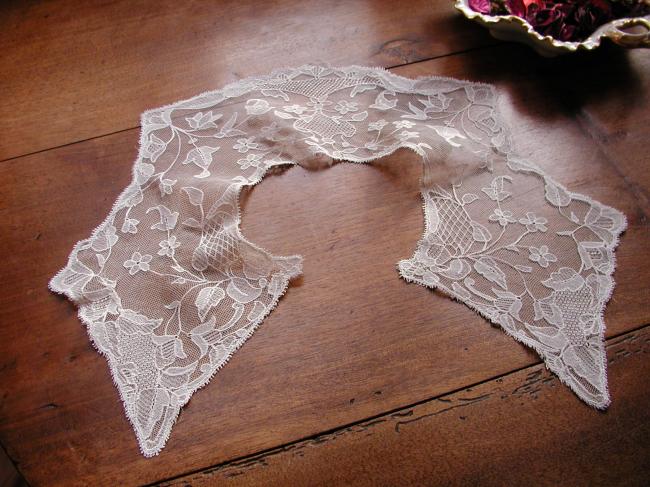 Stunning hand made embroidered net collar 1880