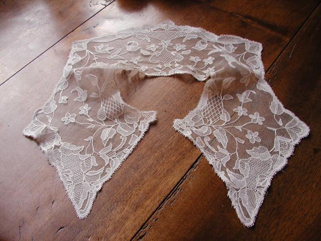 Stunning hand made embroidered net collar 1880