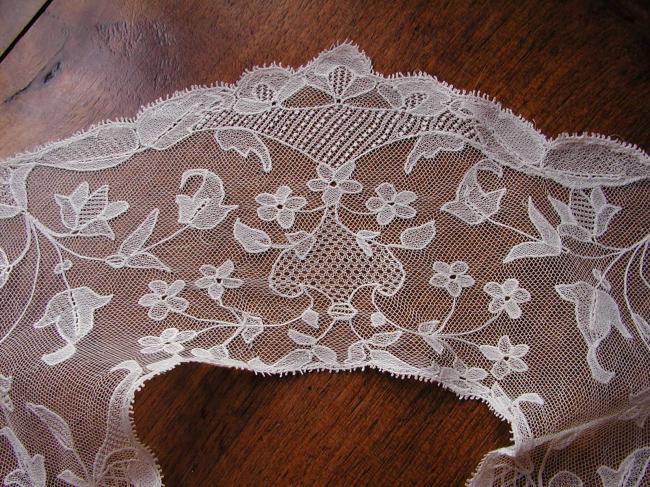 Stunning hand made embroidered net collar 1880