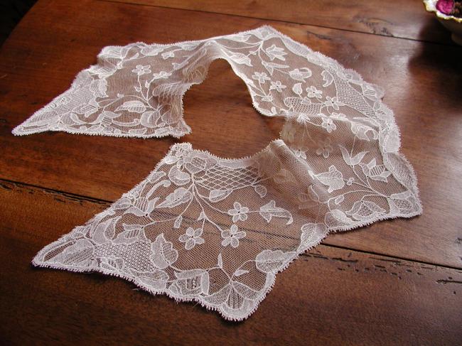 Stunning hand made embroidered net collar 1880