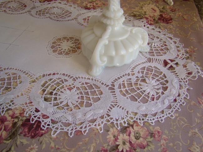 Lovely table runner with a beautiful bobbin Cluny lace