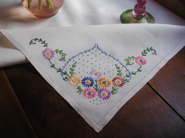 Lovely colourful tablecloth with embroidered flowers