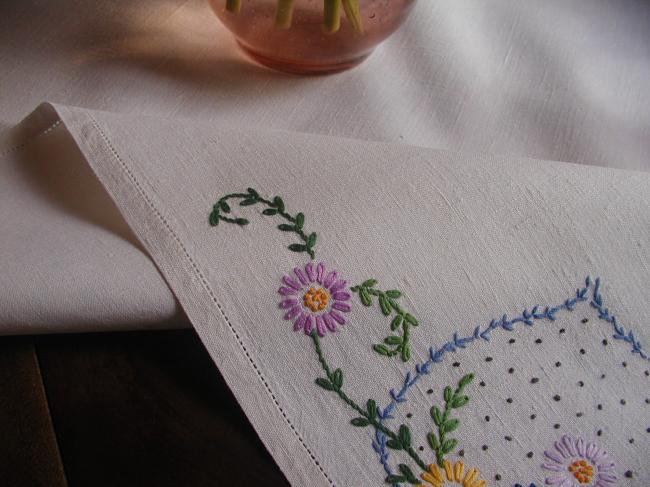 Lovely colourful tablecloth with embroidered flowers