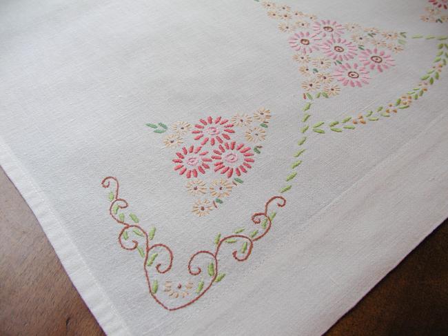 Lovely panels with embroidered flowers, could be used as chair back cover