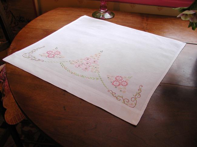 Lovely panels with embroidered flowers, could be used as chair back cover