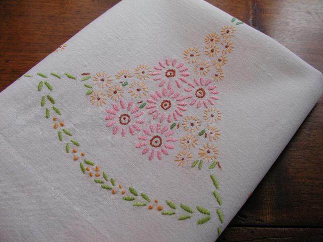 Lovely panels with embroidered flowers, could be used as chair back cover