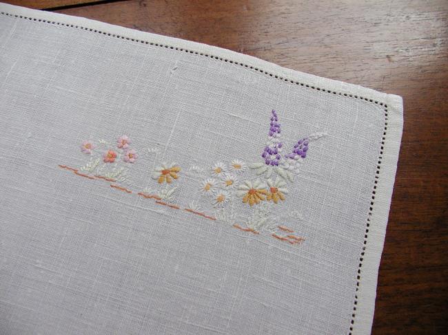 Lovely breakfast tray cloth with Crinoline lady and garden flowers