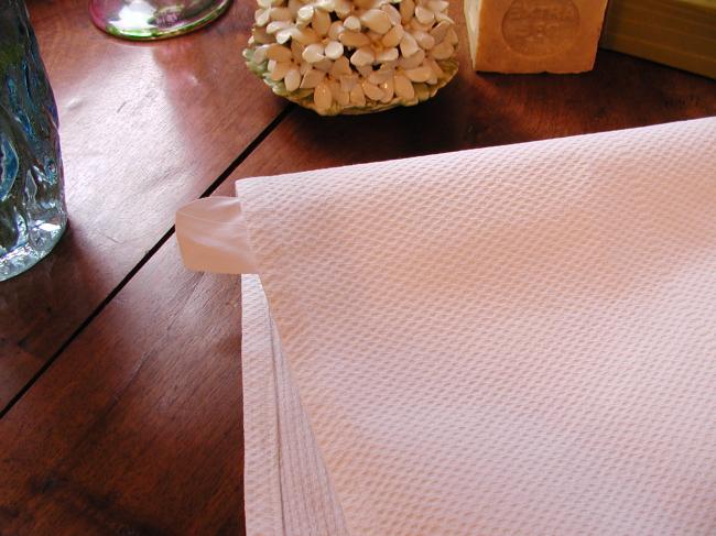 Lovely waffle hand towel with crochet lace edging