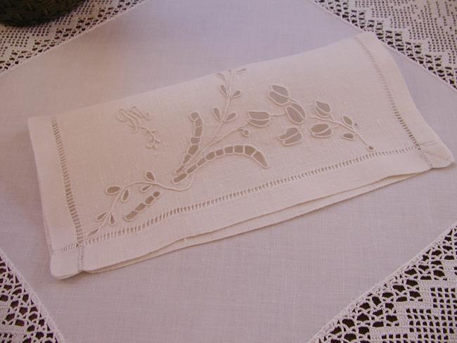 Charming Richelieu embroidered napkin case 1910, monogram PM