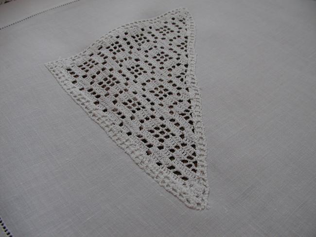 Lovely occasional tablecloth with inserts and crochet lace 1900