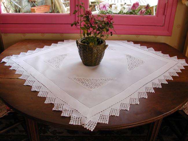 Lovely occasional tablecloth with inserts and crochet lace 1900