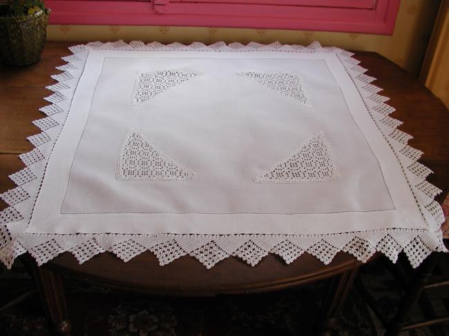 Lovely occasional tablecloth with inserts and crochet lace 1900