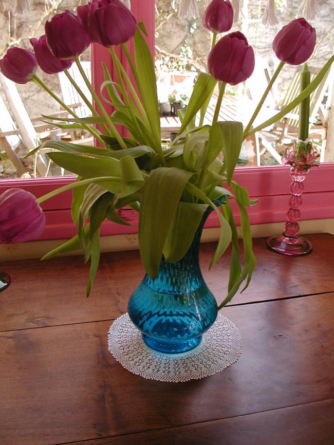 Sweet round doily with very fine crochet lace