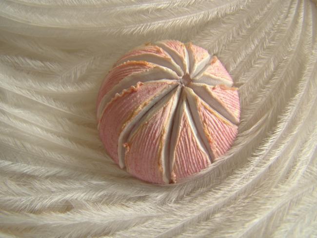 Magnifique bouton en parapluie, rond façon étoile, couleur rose dégradé