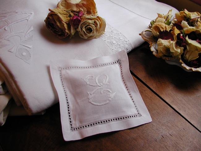 Lovely lavander sachet with hand-embroidered monogram E