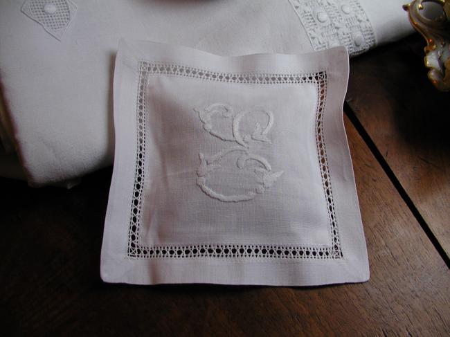 Lovely lavander sachet with hand-embroidered monogram E