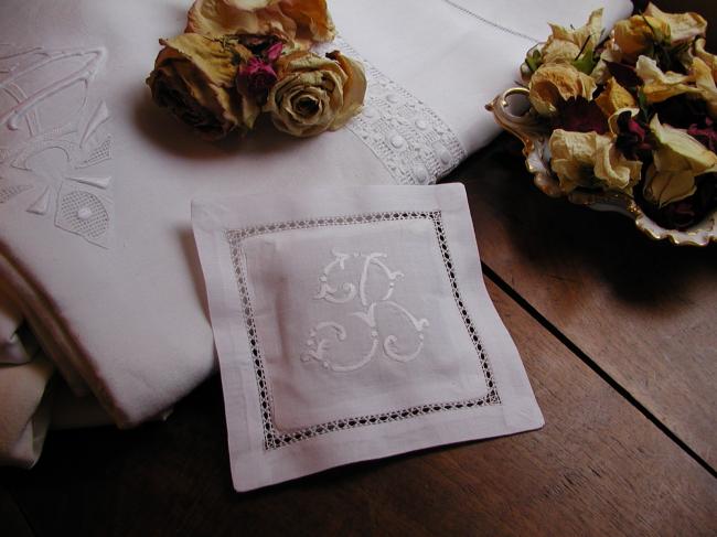 Charming lavander sachet with hand-embroidered monogram B